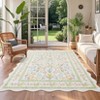Scalloped Floral Rug Washable Non-Slip Boho Hallway Rug Soft Carpet for Kitchen, Bathroom, Laundry, Entryway - 2 of 4