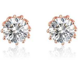 Crown Stud Earrings for Women 8mm Round Cz Sterling Silver Ginger Lyne Collection - 1 of 4