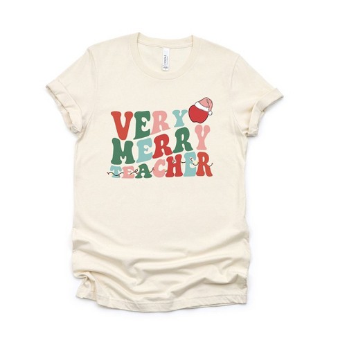 Simply Sage Market Women's Very Merry Teacher Wavy Short Sleeve Graphic Tee - image 1 of 4