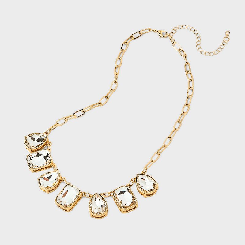 Large Crystal Statement Necklace - A New Day&#8482; Gold, 4 of 8