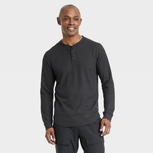 Men's Waffle-knit Henley Athletic Top - All In Motion™ Blue M : Target