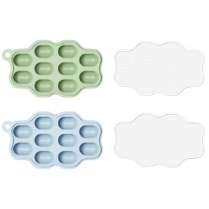 Aoibox Silicone Baby Food Freezer Tray with Lid, 2-Pack Nibble Tray for Breastmilk Popsicles, Fruit Feeder, Ice Cube Maker for Homemade Baby Meals - 1 of 4