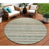 Sage Mint Green And Beige Striped Washable Indoor Outdoor Area Rug - 2 of 4