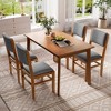 Set of 4 Upholstered Dining Chairs Wooden Kitchen Chairs Farmhouse Dining Room Chair, Mid Century Modern, Brown+Gray-ModernLuxe - 2 of 4