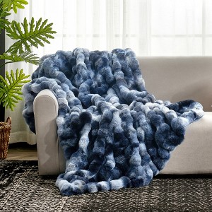 Cozy Bliss Faux Fur Throw Blankets, Plush Fuzzy Soft Thick Bubble Blanket for Sofa, Bedroom, Living Room - 1 of 4