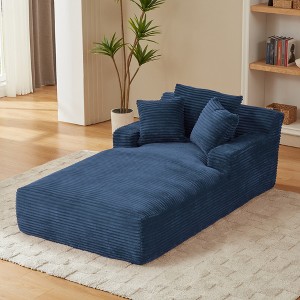 Oversized Corduroy Modern Chaise Lounge Chair Sofa Couch with No Assembly Required, Comfy, and Ergonomic - 1 of 4