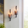 Danya B Vintage Black Wall Sconce Candle Holder Set (2) with Smoke Glass Hurricanes - 2 of 4