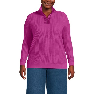 Lands' End Women's Long Sleeve Waffle Quarter Zip Pullover