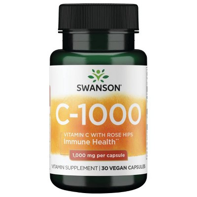 Swanson Vitamin C with Rose Hips, Provides Antioxidant Support & Promotes Immune System Health, 1,000 mg