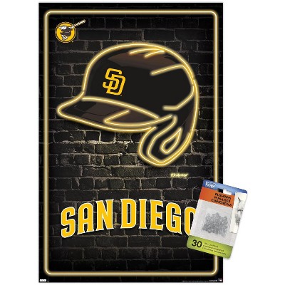 MLB San Diego Padres - Drip Helmet 22 Wall Poster with Pushpins, 22.375 x  34 