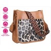 Laromni"Women's Leather Crossbody Shoulder Bag – Casual Handbag with Adjustable Wide Guitar Strap"BrownLeopard&Orange - 4 of 4