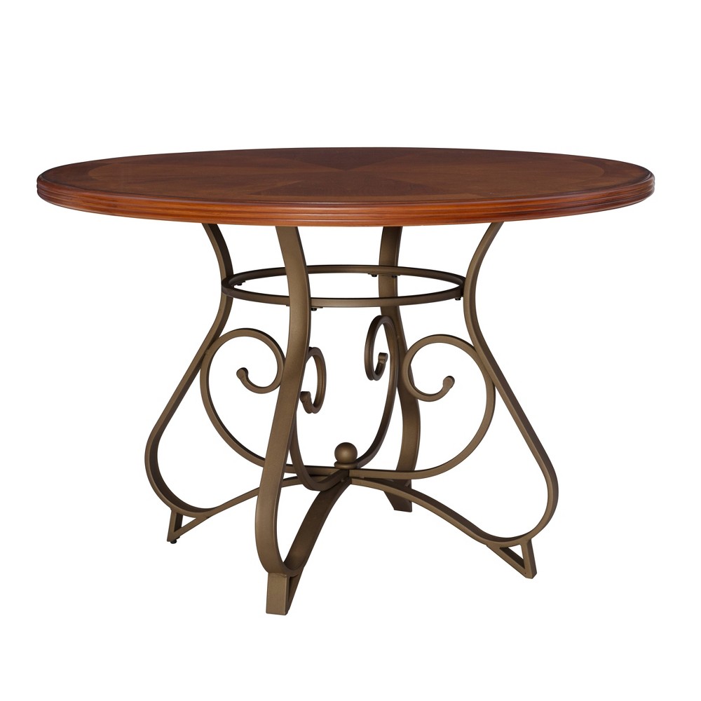 Photos - Garden & Outdoor Decoration Carter Round Dining Table Metal/Cherry - Powell