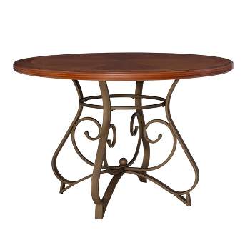 Carter Round Dining Table Metal/Cherry - Powell