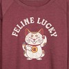 Women's - Instant Message - Feline Lucky Lightweight French Terry Wide Neck Long Sleeve Graphic Shirt - 2 of 4