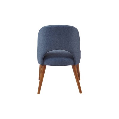 Pecan Finish Navy Upholstered Solid Wood Side Chair Set