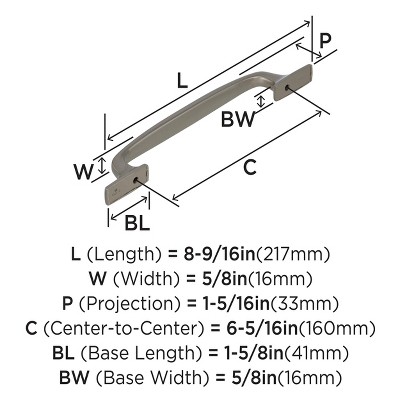 Satin Nickel 6-5/16 Inch Transitional Cabinet Pull