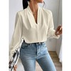 Spring Autumn Winter New European And American Style Long Sleeve V-Neck Solid Color Loose Shirt - 3 of 4