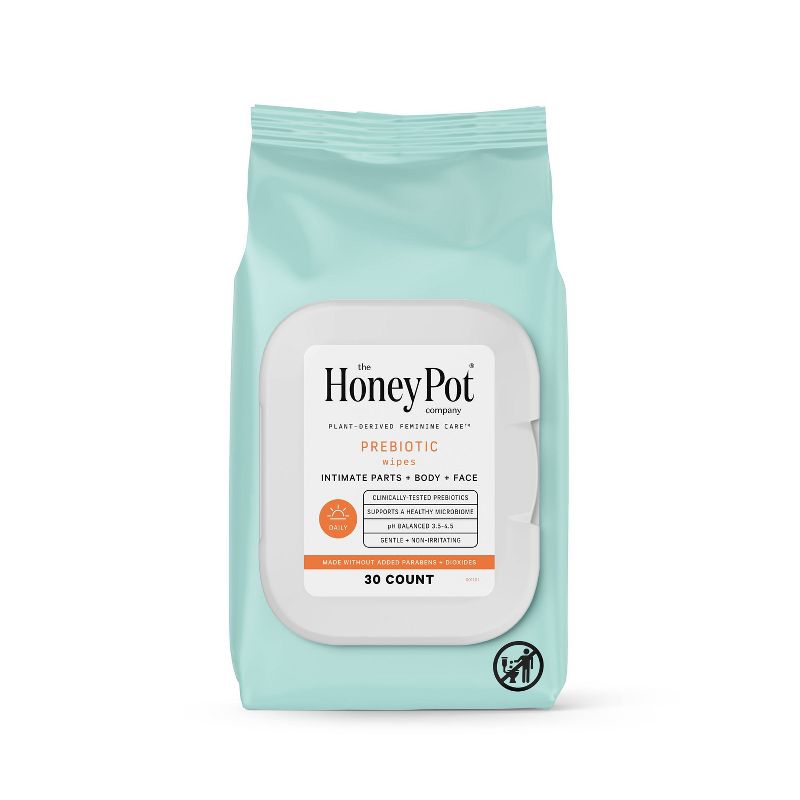 The Honey Pot Company, Prebiotic Feminine Cleansing Wipes, Intimate Parts, Body or Face - 30ct, 1 of 13