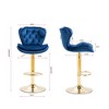 SKRAN Adjustable Swivel Bar Stools Set of 2,Velvet Upholstered with Back Pull Ring and Metal Footrest for  Dining Room and Pub - 2 of 4