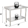 48"x24" Stainless Steel Table, Prep Table Stainless Steel Workbench, with Backsplash and Hook, Shelves, 4 Wheels, Arc Corner Edge - 2 of 4
