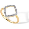 14K Gold Plated Two Tone Mixed Metal Diamond Shaped Geometric Ring with Cubic Zirconia - 3 of 4