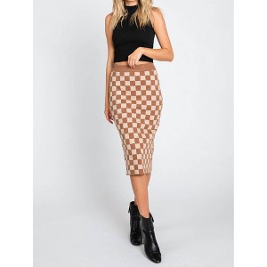Women's Start Your Engines Checkered Midi Skirt - Polagram - 1 of 3