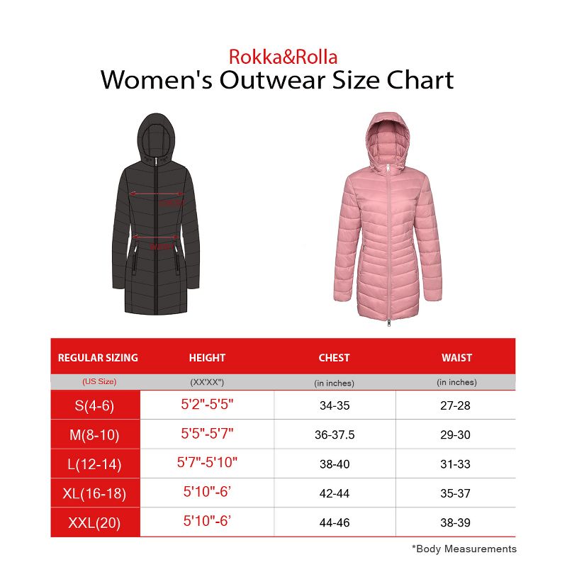 Rokka&Rolla Women's Light Long Coat Packable Puffer Jacket, 3 of 12
