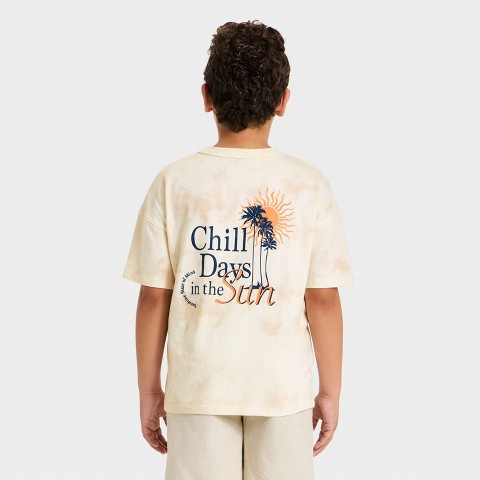 Cat & Jack Boys' Short Sleeve 'Chill Days in the Sun' Graphic T-Shirt - Cat & Jack™ Off-White M