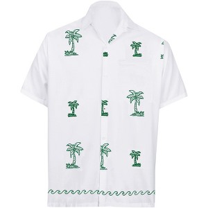 LA LEELA Men's Hawaiian Shirt Fashion Button Down Short Sleeves Holidays Aloha Party Casual Tops Summer Beaches Shirts for Mens - 1 of 4