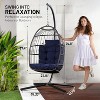 SereneLife SWC66DB.5 Hanging Egg Swing Chair with Stand - Rattan Wicker Egg-Shaped Swing, Waterproof Seat Cushion, and Headrest (Deep Blue) - 3 of 4