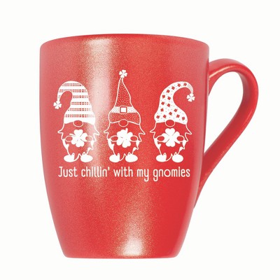 Elanze Designs Just Chillin' With My Gnomies 10 ounce New Bone China Coffee Tea Cup Mug, Crimson Red