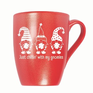 Elanze Designs Just Chillin' With My Gnomies 10 ounce New Bone China Coffee Tea Cup Mug, Crimson Red - 1 of 4