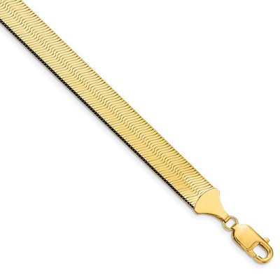 Black Bow Jewelry 10mm 14k Yellow Gold Solid Herringbone Chain Necklace
