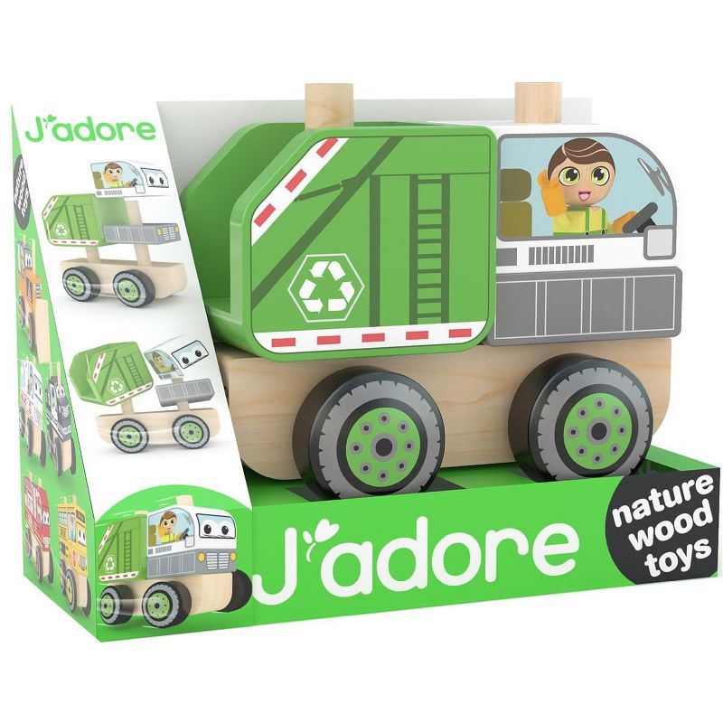 J’adore Garbage Truck Wooden Stacking Toy, 3 of 4