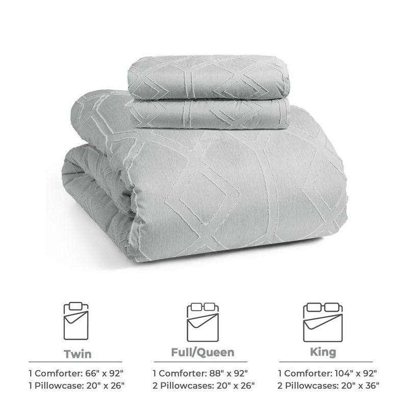 Peace Nest 3 Piece Year-Round Warmth Geometric Clipped Comforter Set Soft Microfiber, 5 of 8