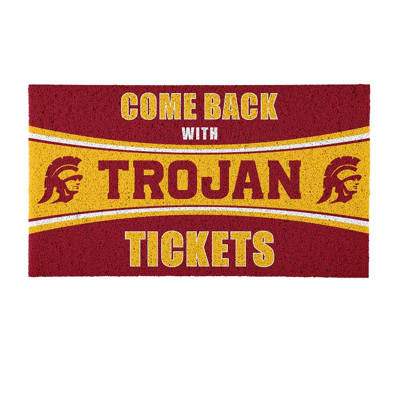 Evergreen Come Back with Tickets University of Southern California 28" x 16" Woven PVC Indoor Outdoor Doormat, 1 of 7