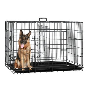 FDW 18-48in Dog Crates for Dogs Folding Mental Wire Crates Dog Kennels Pet Crate with Removable Tray and Handle - 1 of 4