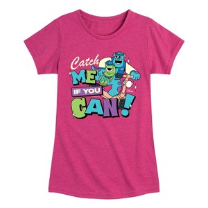 Girls' - Monsters Inc - Mike and Sulley Catch Me If You Can Fitted Short Sleeve Graphic T-Shirt - 1 of 4