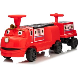 12V Ride on Train Trackless, Kids Train with Locomotive Carriage, Kids Ride On Toy w/Adjustable Seat, Storage, Headlight, Hork, One-Button - 1 of 3