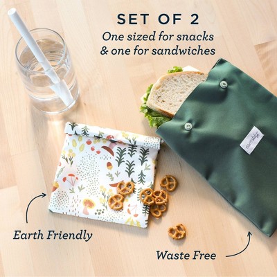 Esembly Snack + Sammy Pouches - Waterproof Reusable Food Storage Bags - Fantastic Fungi