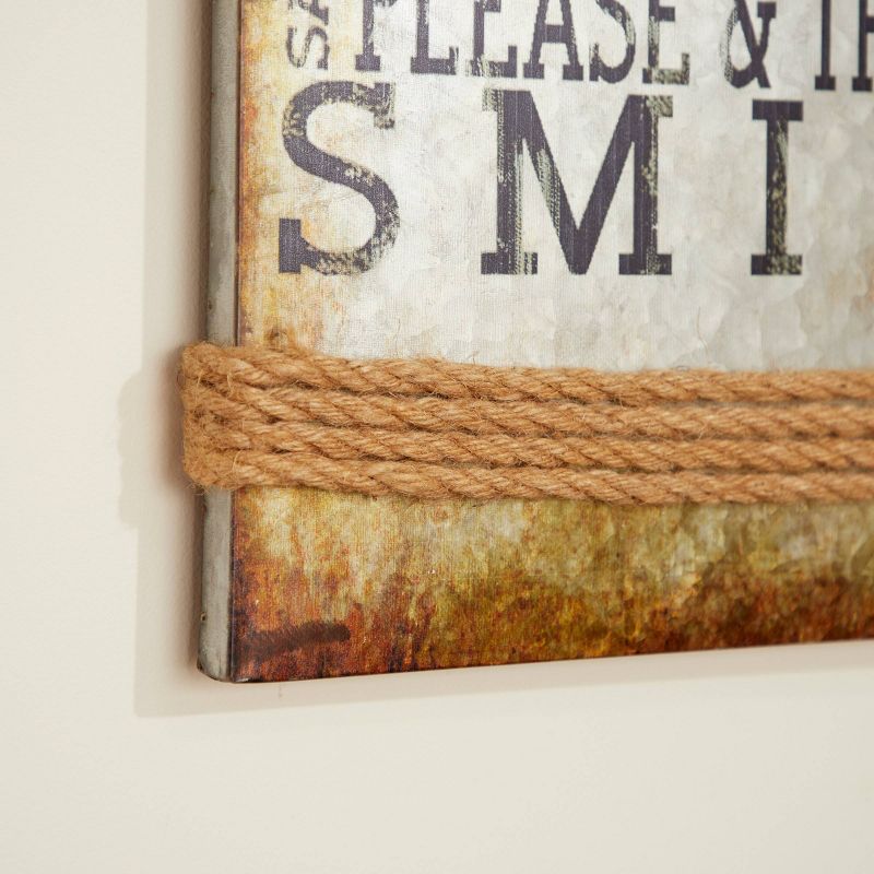 Metal Sign Motivational Wall Decor with Rope Accent Gray - Olivia &#38; May, 3 of 5