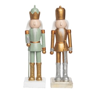 Transpac Resin Green & Gold Nutcracker Decor Set of 2 Christmas Home Decorations - 1 of 1