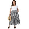 Women's Plus Size 1950s Gingham Plaid Tiered Layer Flowy Vintage Casual Maxi A Line Skirts with Pockets - Agnes Orinda - 3 of 4