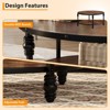 Round Coffee Table Living Room 34.25in Rustic Circle Center Table with Storage Shelf 2-Tier Modern Wood Coffee Table, Easy Assembly(Brown) - 3 of 4