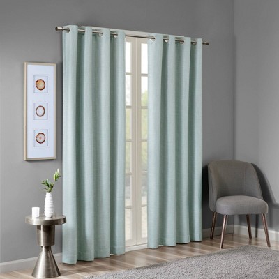 Aqua Polyester Blackout Grommet Top Window Panel, 54" Length