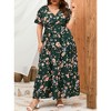 YESFASHION Women Plus Size Wrap Dress High Waist Short Sleeve Ruffle Casual Summer Maxi Dresses with Belt - 4 of 4