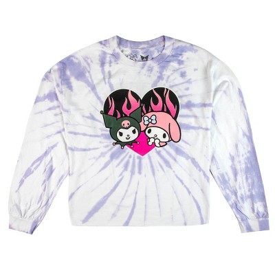 Hello Kitty And Friends My Melody & Kuromi Juniors Tie Dye Long Sleeve Crop Pullover-XXL