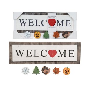 Transpac Wood 20.87 in. Multicolor Christmas Welcome Sign with Magnets Set of 6 - 1 of 2