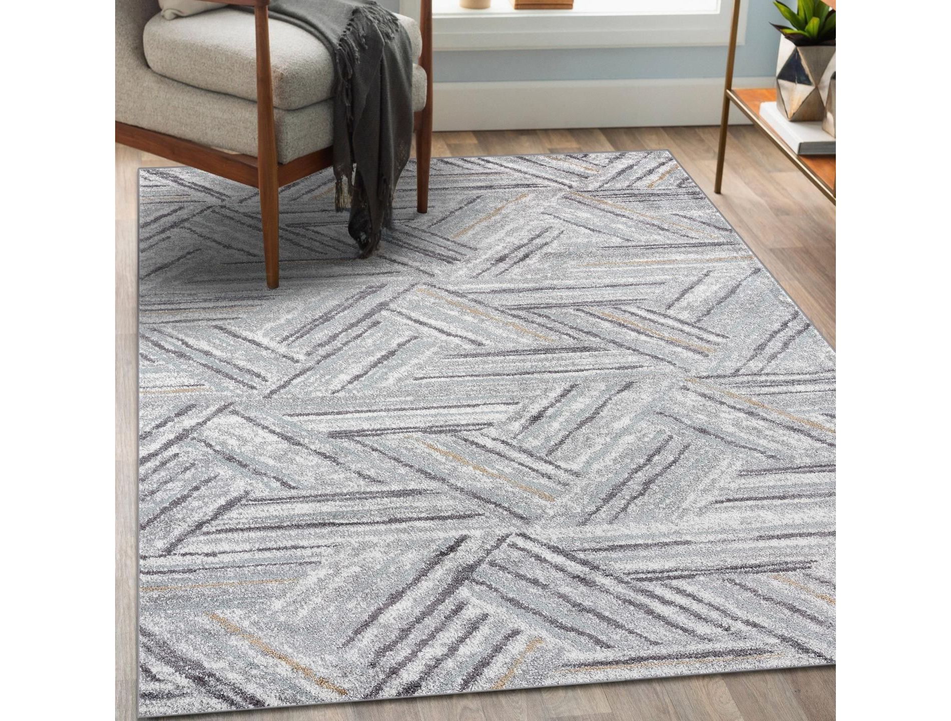 Luxe Weavers Modern Geometric Gray 5x7 Area Rug Mid-Century Indoor Carpet
