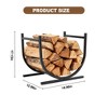 NAYSAYE Heavy Duty Firewood Stand Metal Log Storage Organizer for Indoor Fireplace Outdoor Patio and Garden Use, Black, 17.13"*12.99"*14.96" - 3 of 4